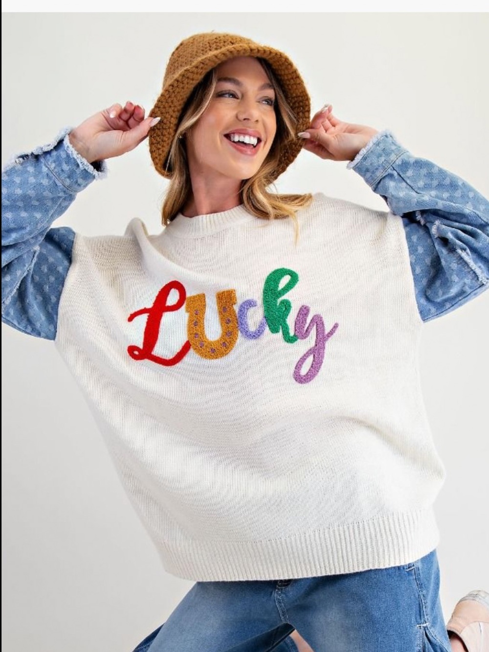 99 EASEL LUCKY LETTER KNITTED SWEATER